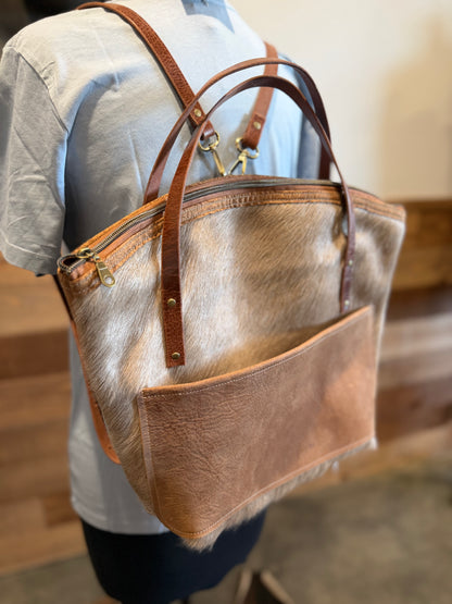 Hide & Boot Stitch Backpack Tote Purse