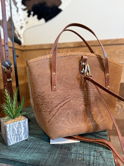Hide & Boot Stitch Backpack Tote Purse