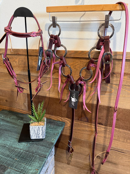 Professional's Choice Pony Tack Set- Orchid/Burgundy