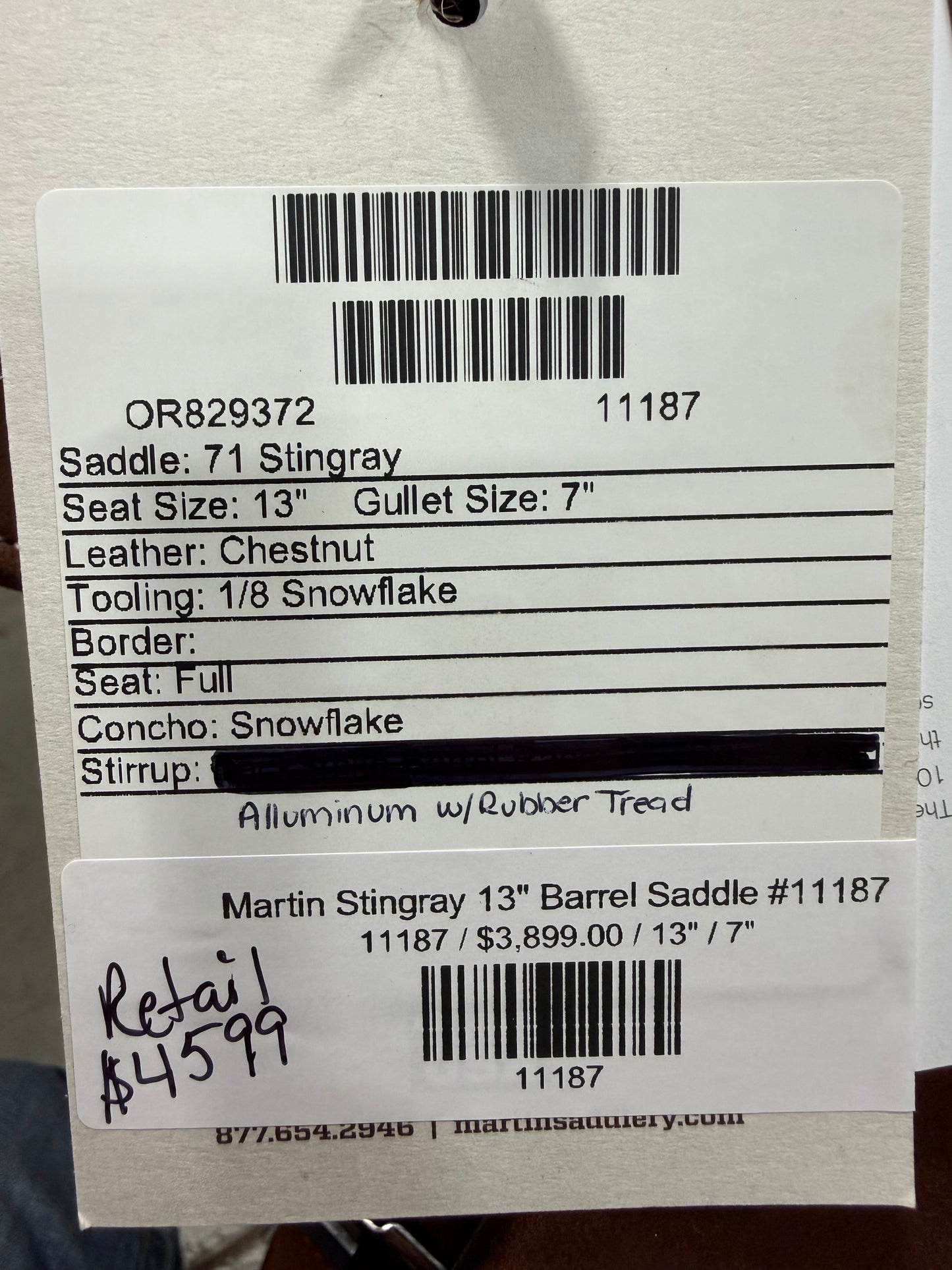 Martin Stingray 13" Barrel Saddle #11187