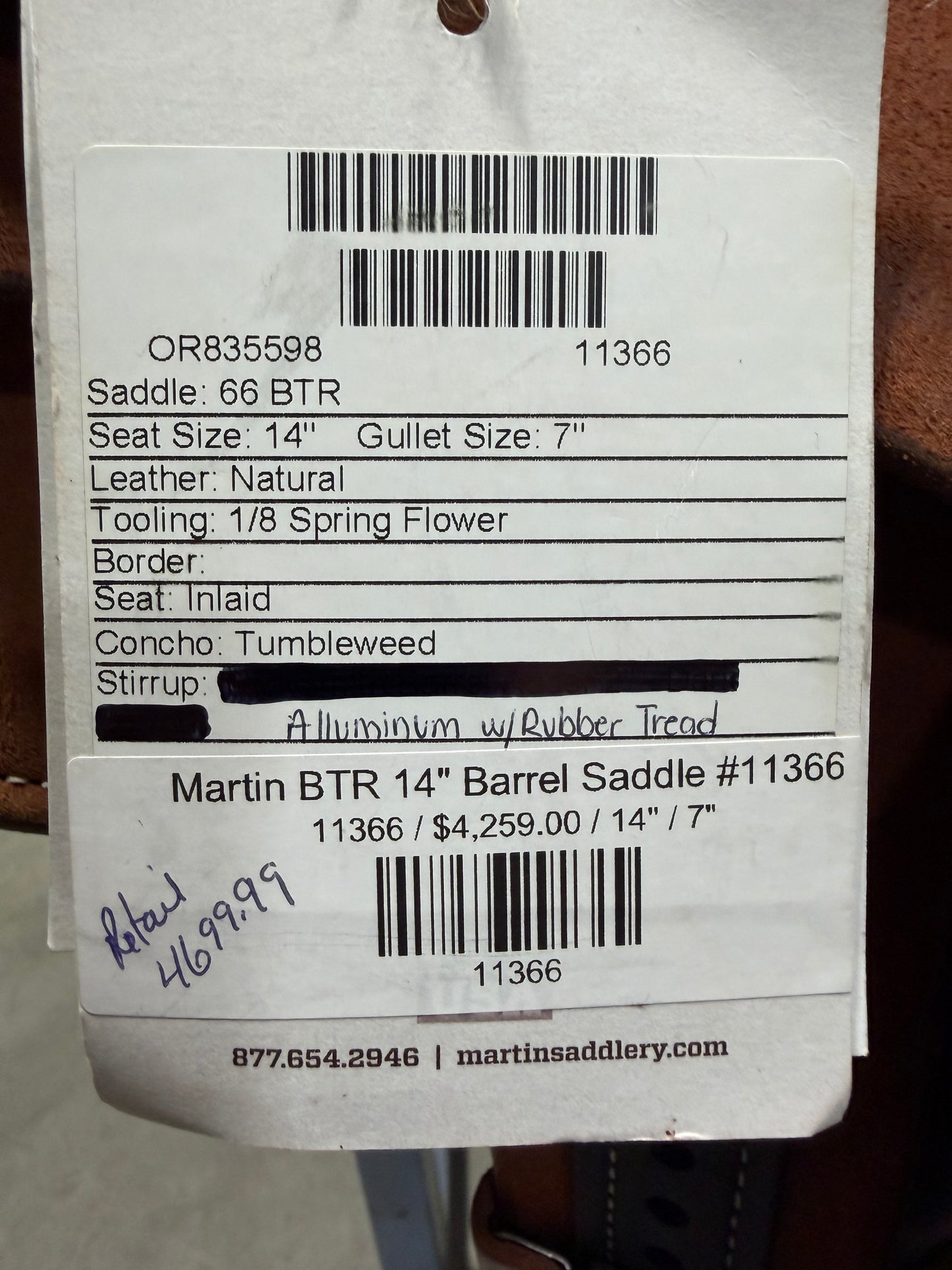 Martin BTR 14" Barrel Saddle #11366