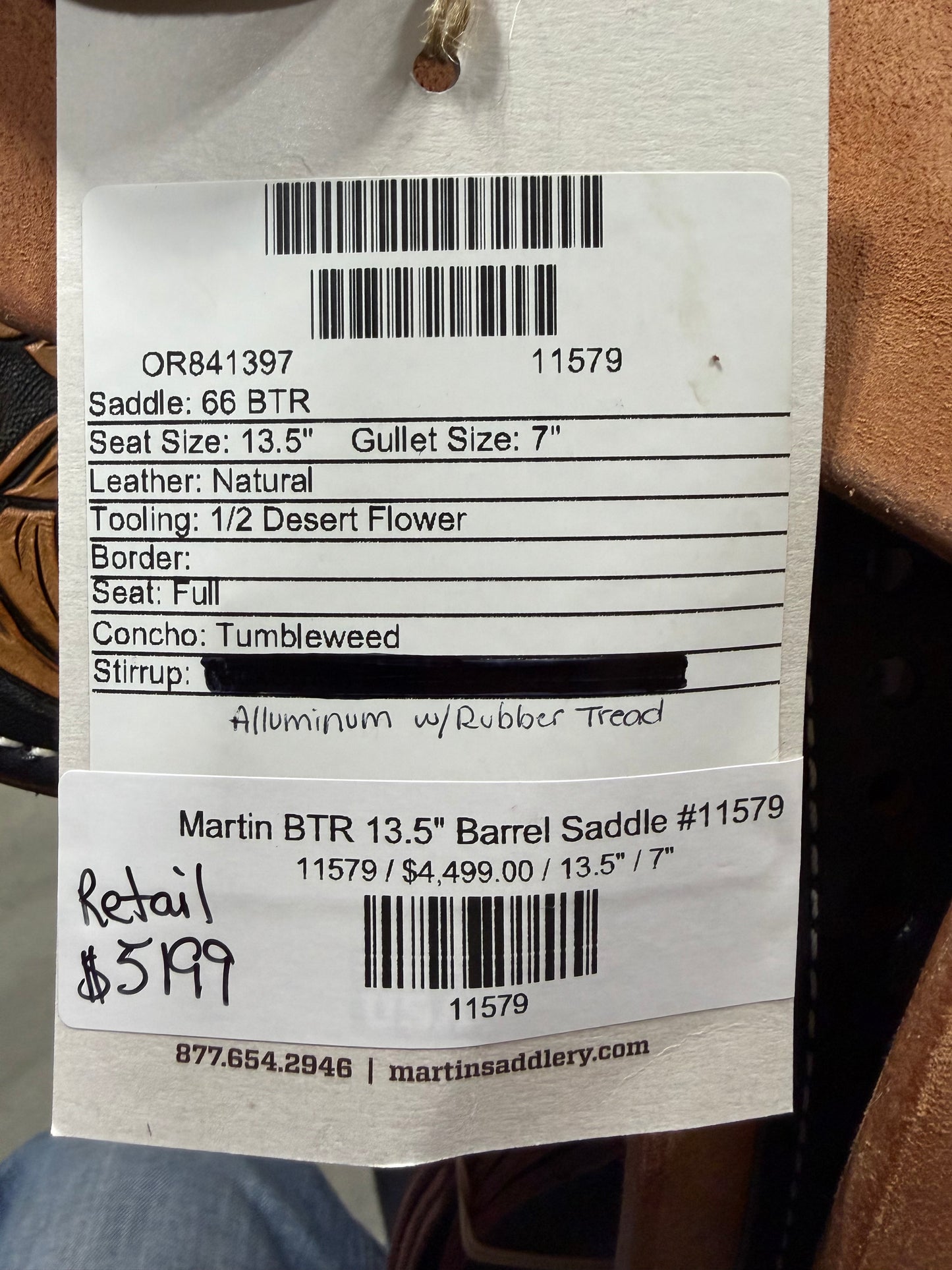 Martin BTR 13.5" Barrel Saddle #11579