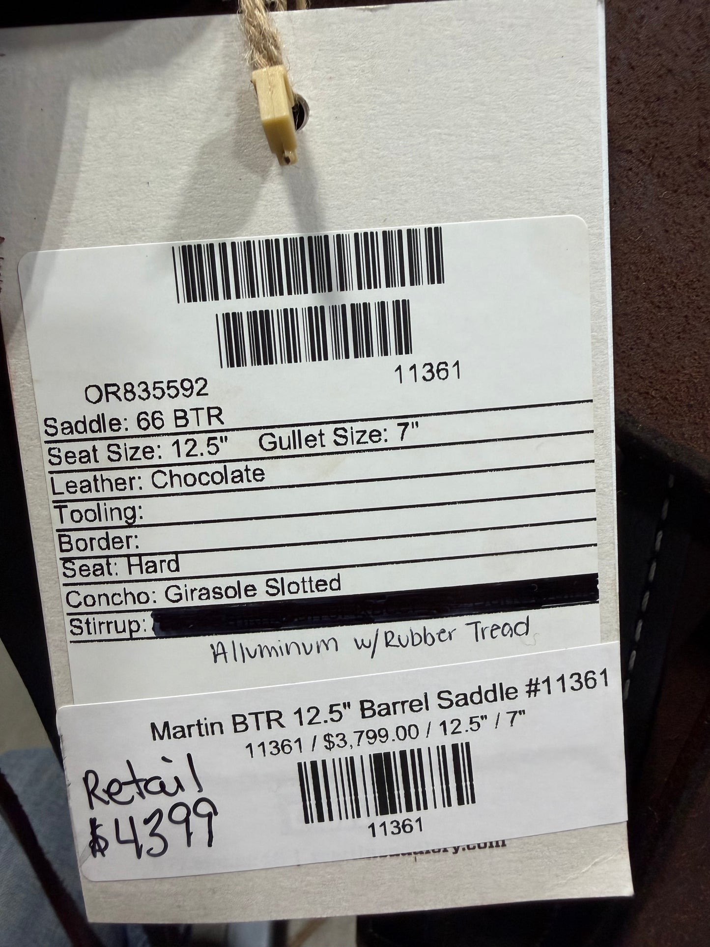 Martin BTR 12.5" Barrel Saddle #11361