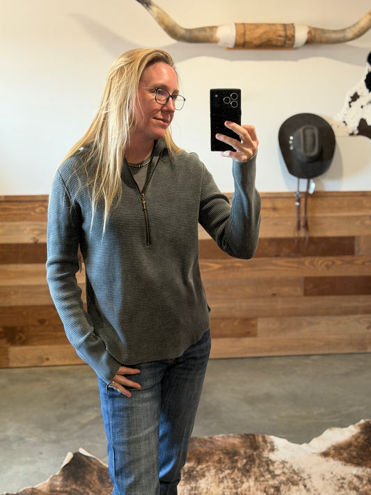 Leanin' Pole Women's Waffle Knit ¼ Zip Pullover