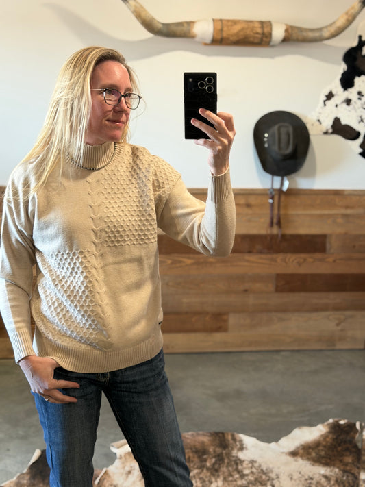 Trisha Tyler Women's Beige Stitch Marielle Sweater