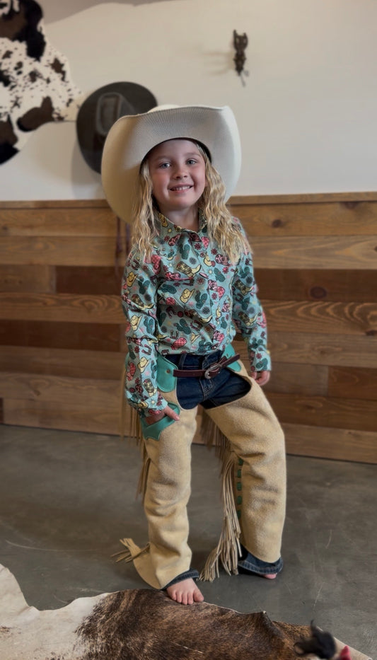 Rockin' Y Youth Leather Shotgun Step-in Chaps