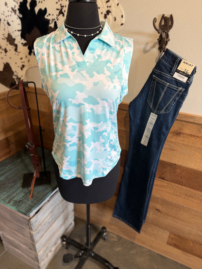 Women's Mint Camo Hooligan Polo Tank