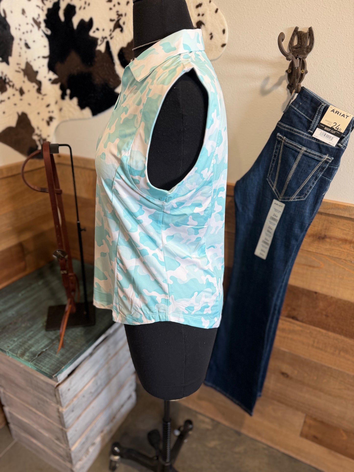 Women's Mint Camo Hooligan Polo Tank