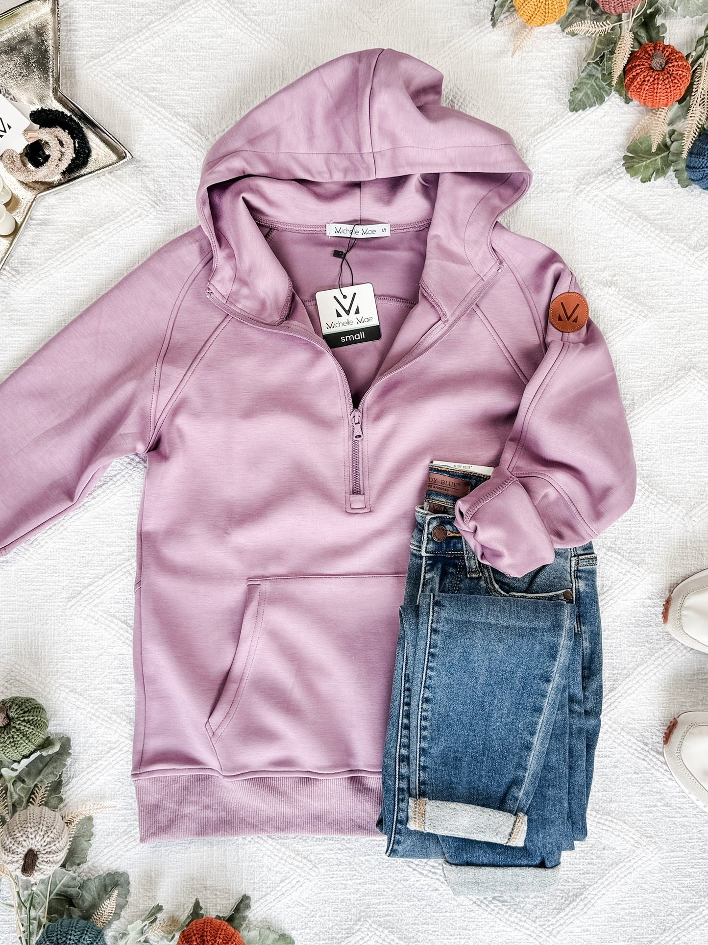 Michelle Mae Women's Lavender Scuba ½ Zip Hoodie