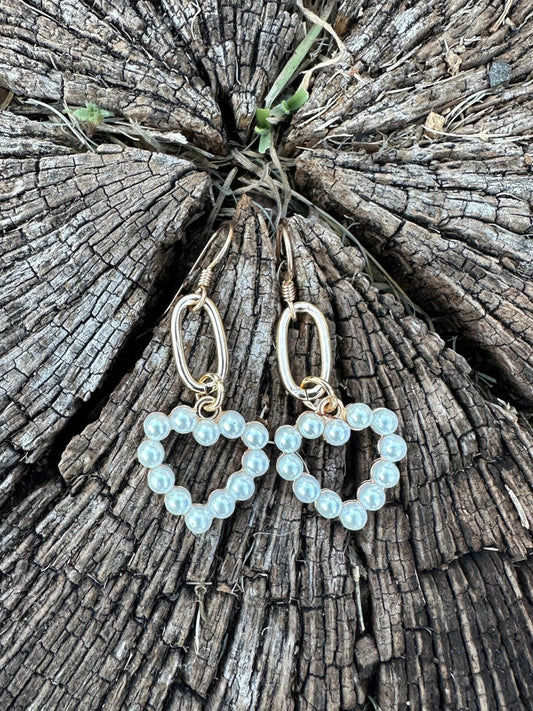 J.Forks Pearl Heart Earrings