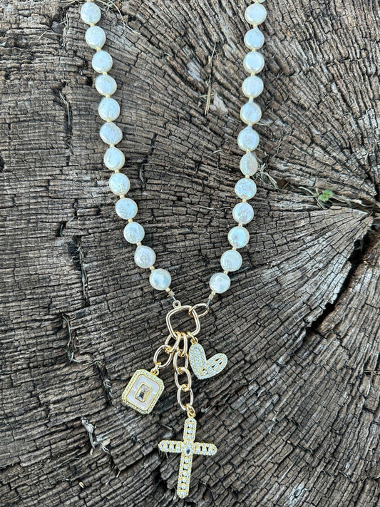 J.Forks "Charm It" Pearl Charm Necklace