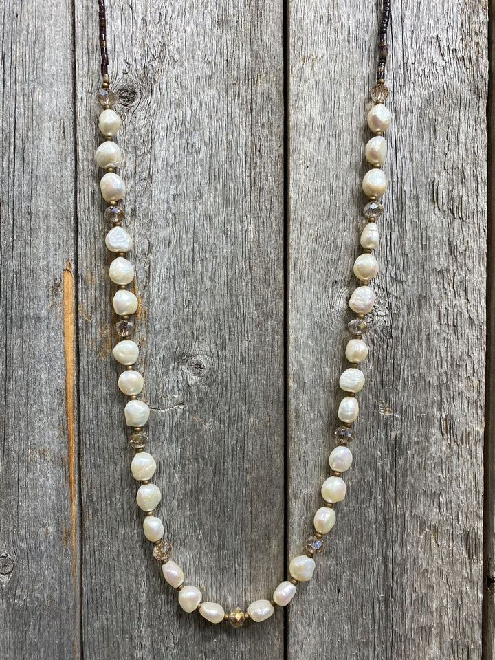 J.Forks Freshwater Pearls with Austrian Crystal and Shell Back