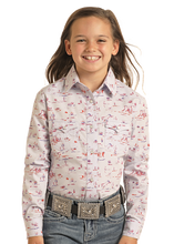 Load image into Gallery viewer, Panhandle Girl&#39;s Lilac Sunset Fun Western Shirt
