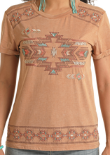 Load image into Gallery viewer, Panhandle Women&#39;s Brown Boxy Embroidered T-Shirt
