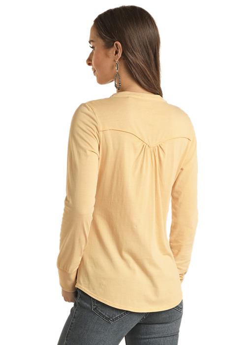 Panhandle Women's Sunshine Raw Edge Embroidered Long Sleeve T-Shirt