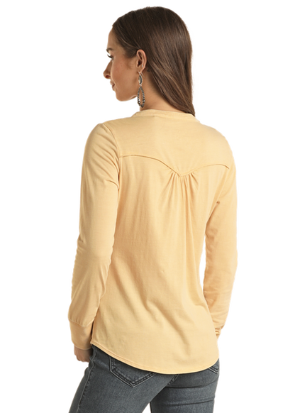 Panhandle Women's Sunshine Raw Edge Embroidered Long Sleeve T-Shirt