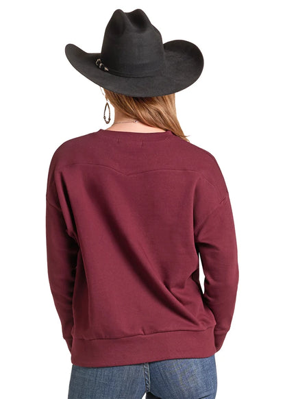Panhandle Women's Wine Boot Stitch Sweater