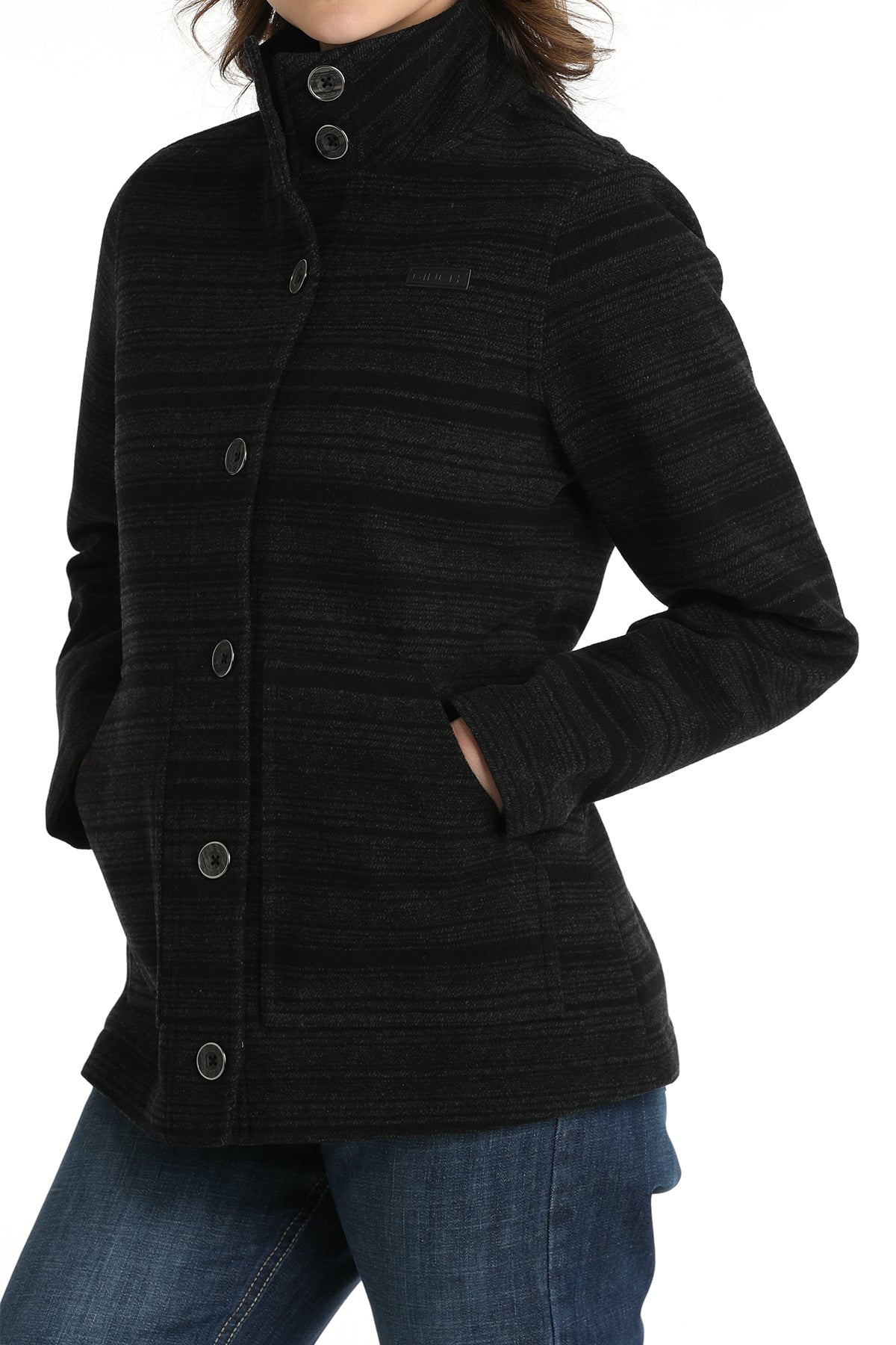 Cruel Women's Black and Charcoal Stripe Jacket