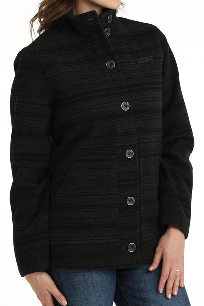 Cruel Women's Black and Charcoal Stripe Jacket