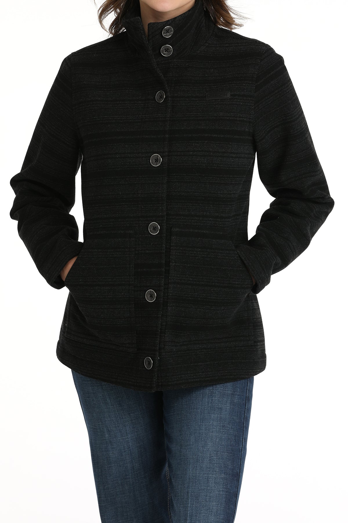 Cruel Women's Black and Charcoal Stripe Jacket