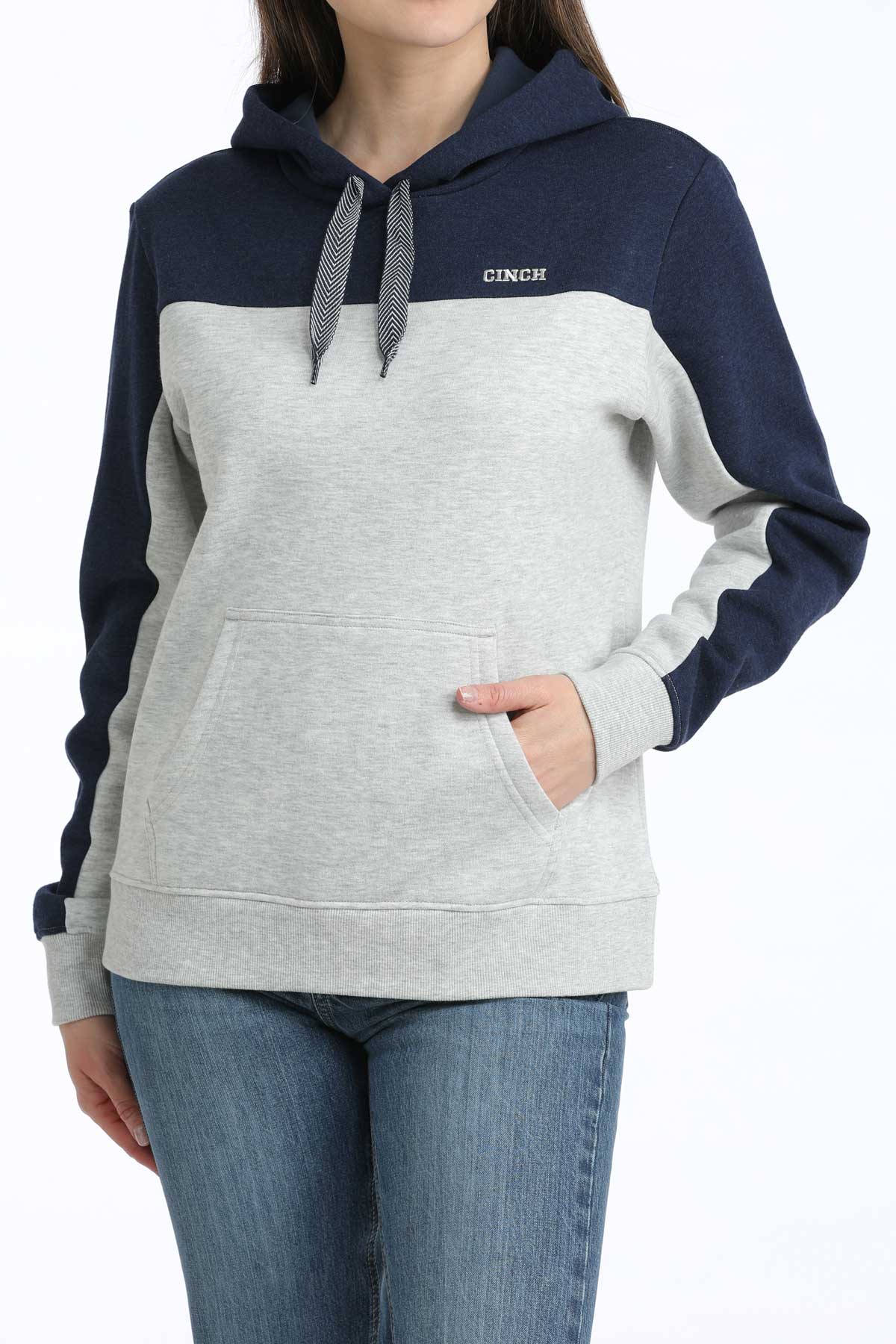 Cinch Women's Navy & Grey Color Block Hoodie