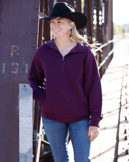 Cinch Women's Purple 1/4 Zip Hoodie
