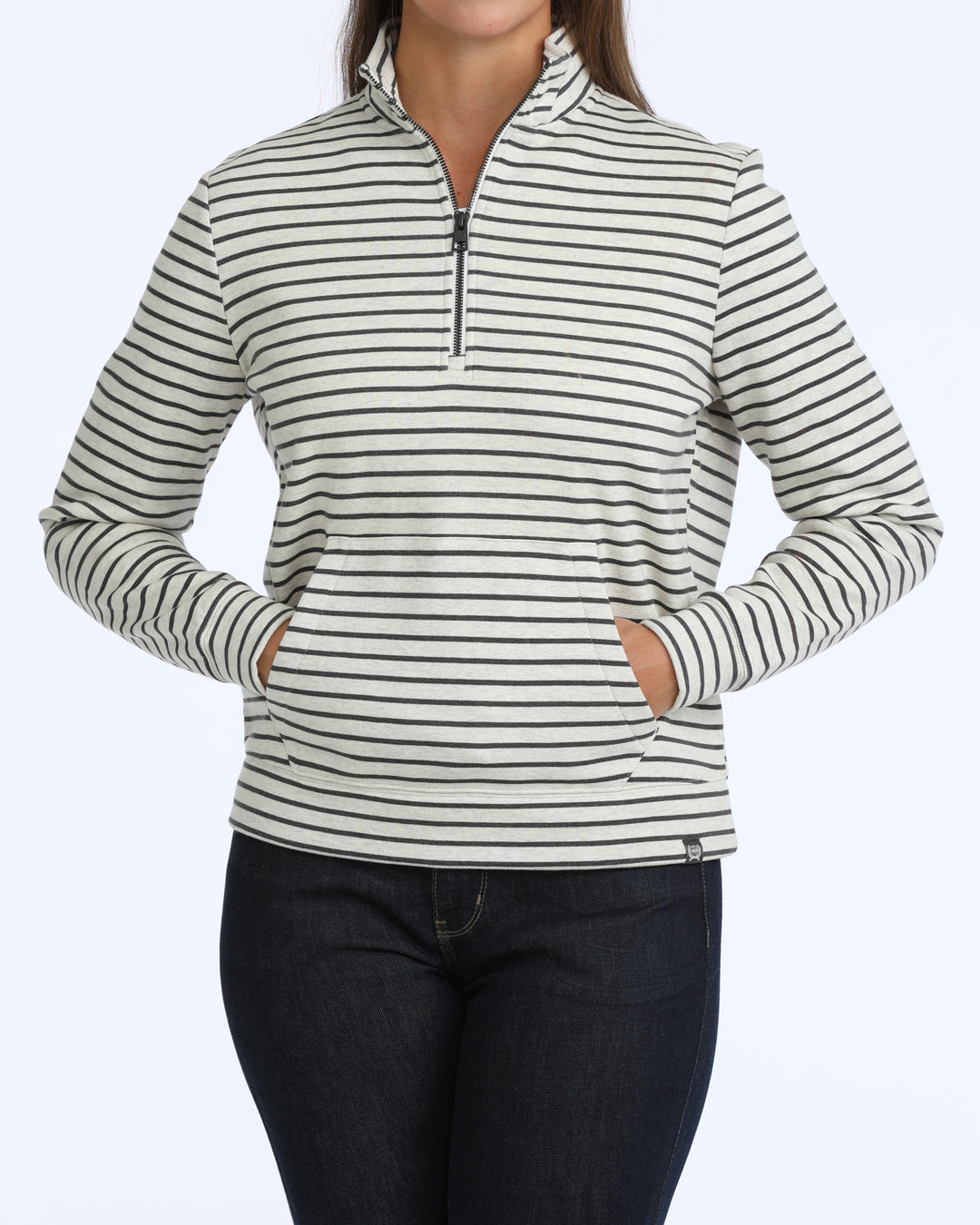 Cinch Women's Forged Iron Stripe 1/4 Zip Pullover