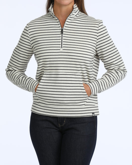 Cinch Women's Forged Iron Stripe 1/4 Zip Pullover