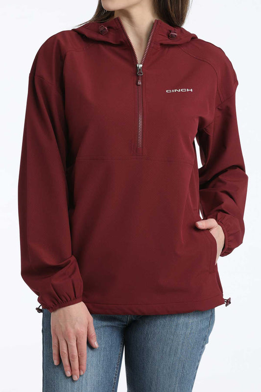 Cinch Women's Burgundy ½ Zip Windbreaker