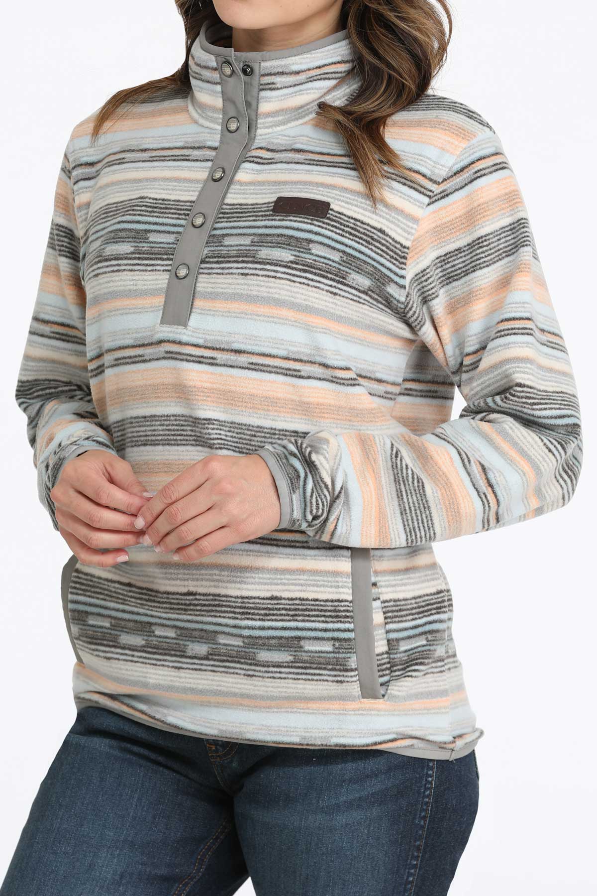 Cinch Women's Multi Stripe Polar Fleece Pullover