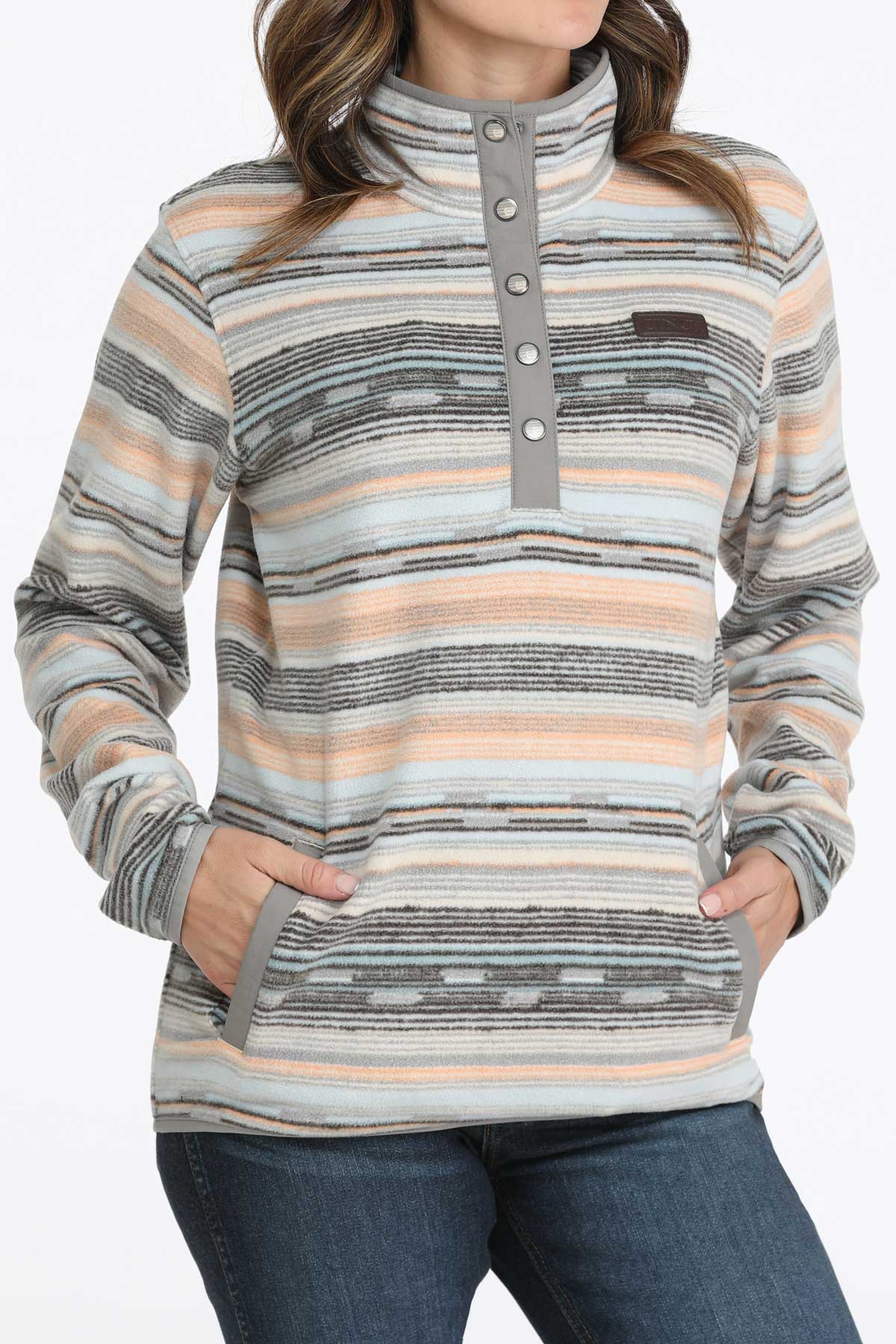 Cinch Women's Multi Stripe Polar Fleece Pullover