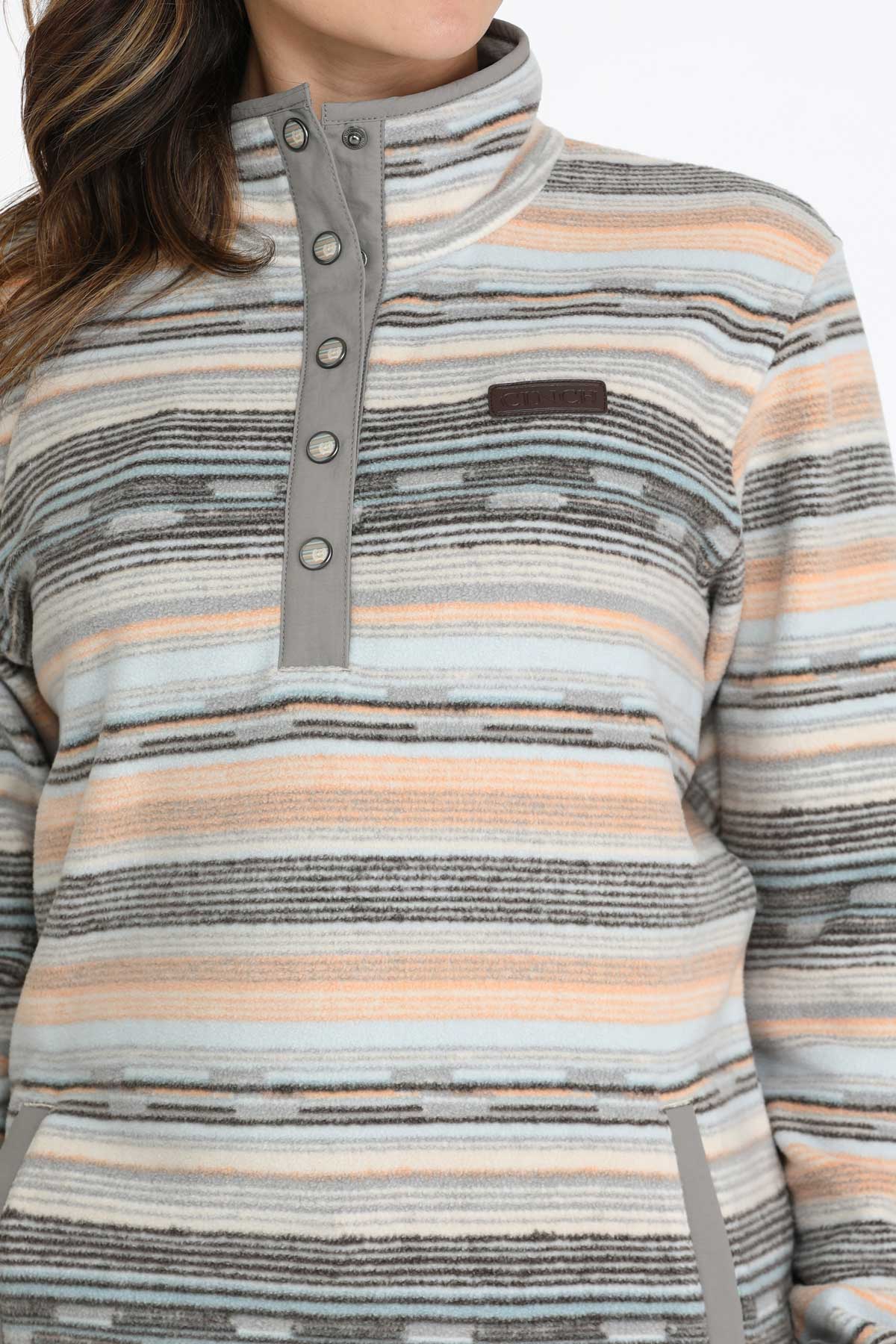 Cinch Women's Multi Stripe Polar Fleece Pullover