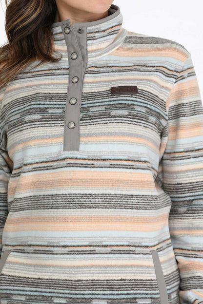 Cinch Women's Multi Stripe Polar Fleece Pullover