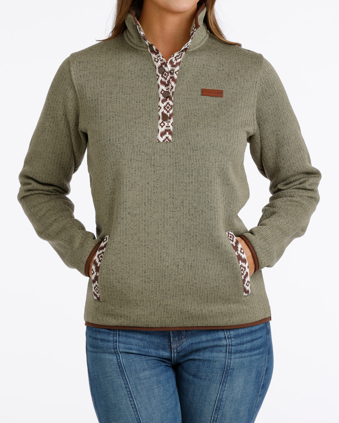 Cinch Women's Olive Fleece Pullover OW26