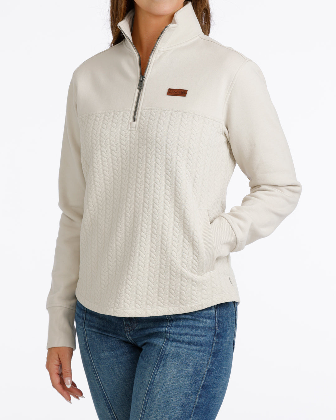 Cinch Women's Cream 1/4 Zip Pullover OW26