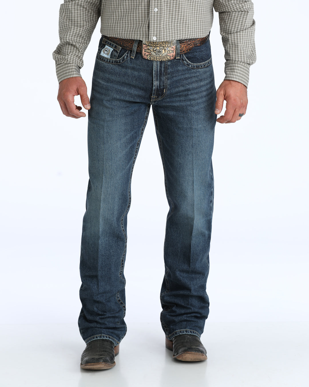 Cinch Men's Dark Wash Khaki Pocket White Label Jean