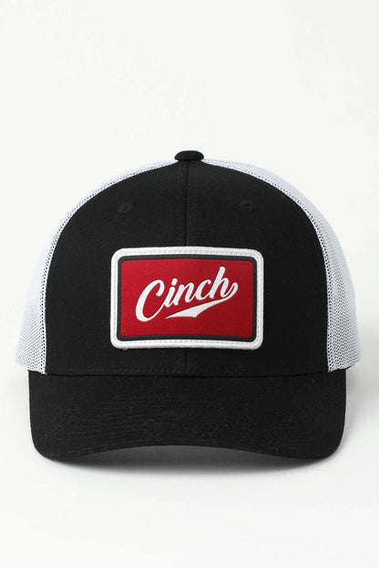 Cinch Black with Red Logo Patch Cap