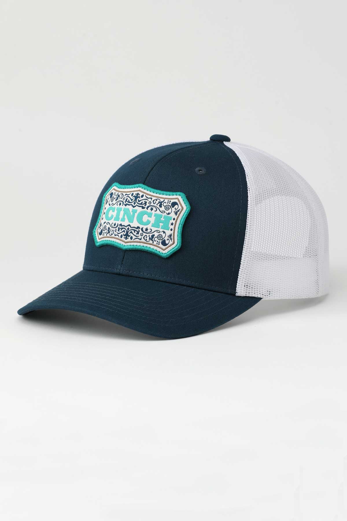 Cinch Women's Navy Turquoise Trucker Cap