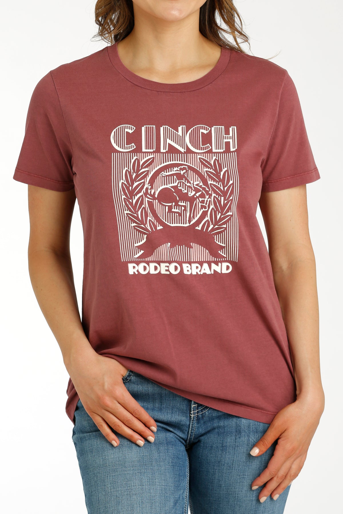 Cinch Women's Burgundy Lines T-Shirt