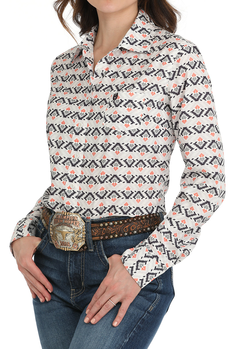Cinch Women's ArenaFlex White Aztec Western Shirt