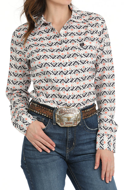 Cinch Women's ArenaFlex White Aztec Western Shirt