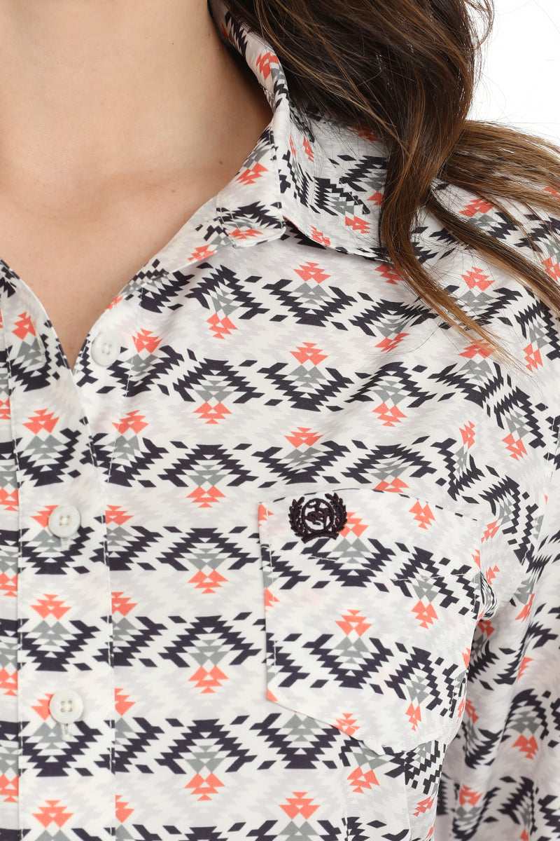 Cinch Women's ArenaFlex White Aztec Western Shirt