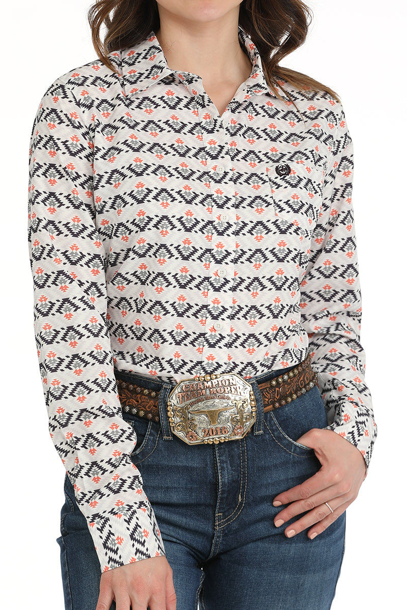 Cinch Women's ArenaFlex White Aztec Western Shirt
