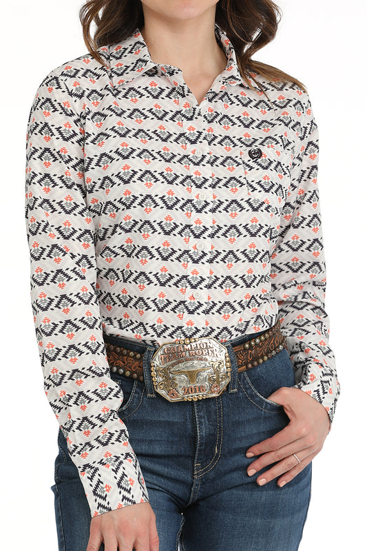 Cinch Women's ArenaFlex White Aztec Western Shirt