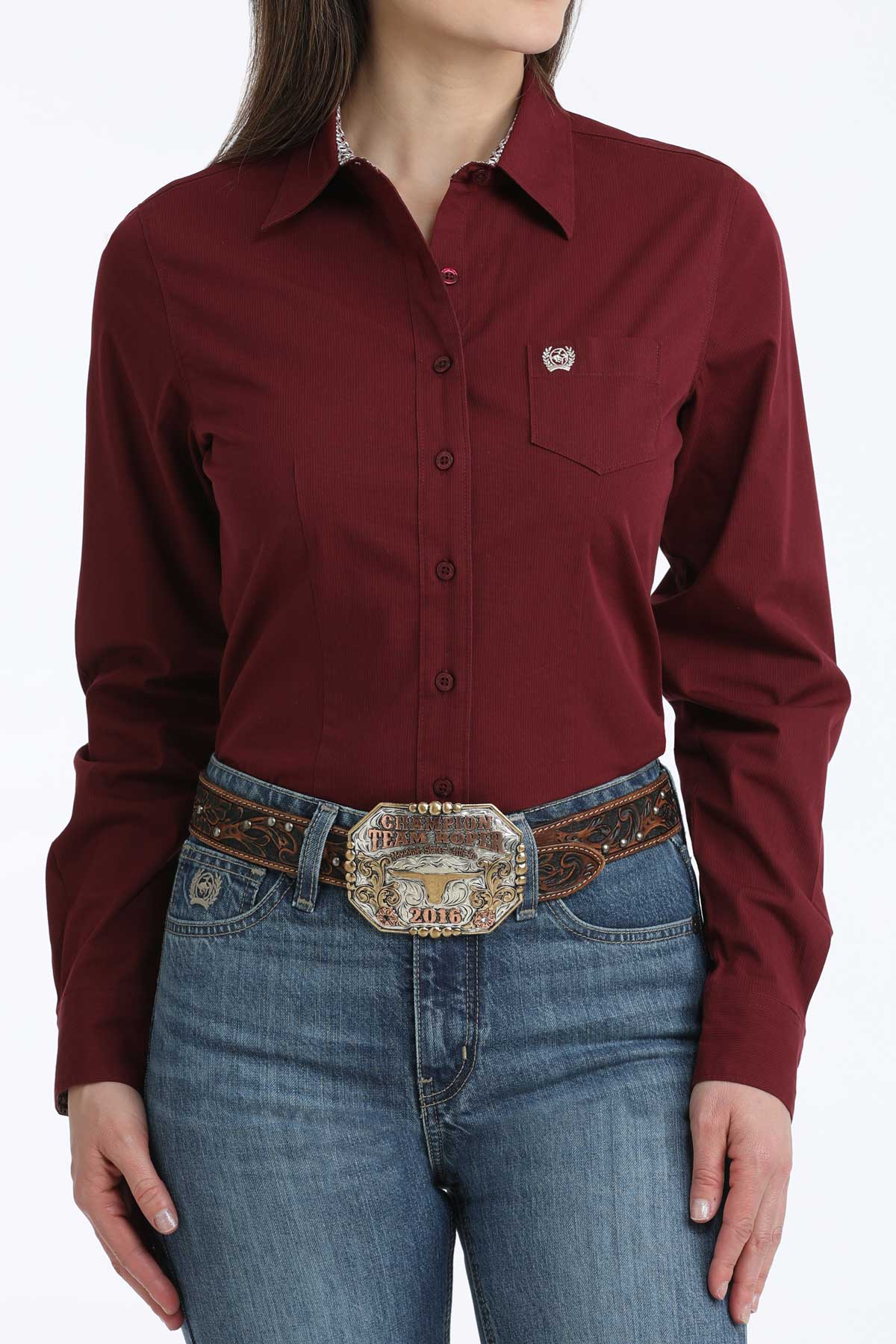 Cinch Women's Red Zinfandel Wine Stripe Western Shirt
