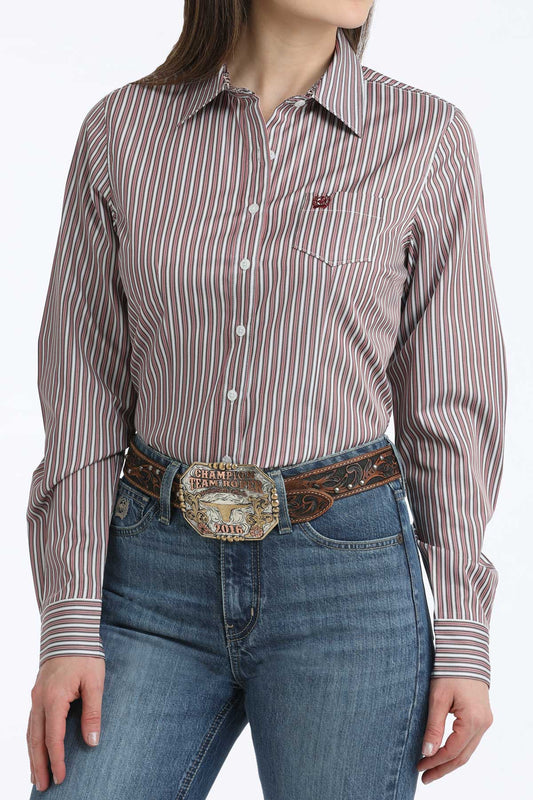 Cinch Women's Tencel Deco Rose Stripe Western Shirt
