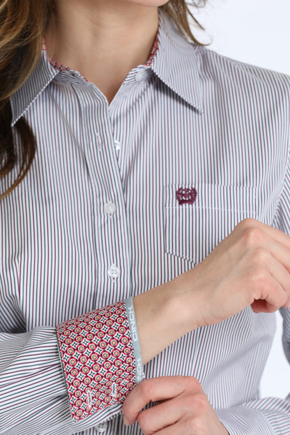 Cinch Women's Tencel Plum Stripe Western Shirt