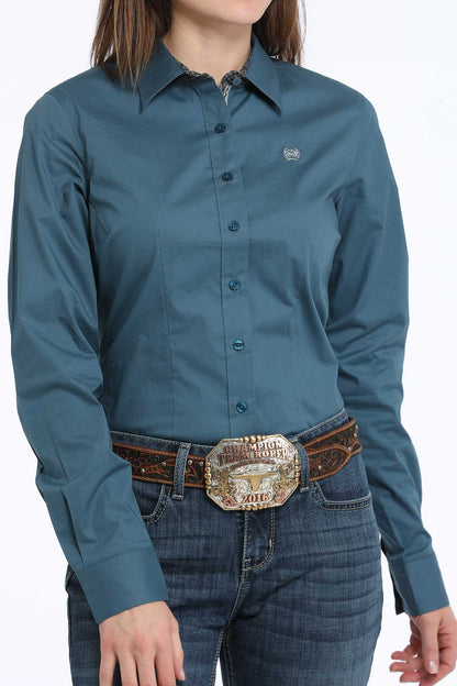 Cinch Women's Solid Dark Teal Western Shirt