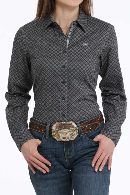 Cinch Women's Mulberry & Teal Diamond Western Shirt