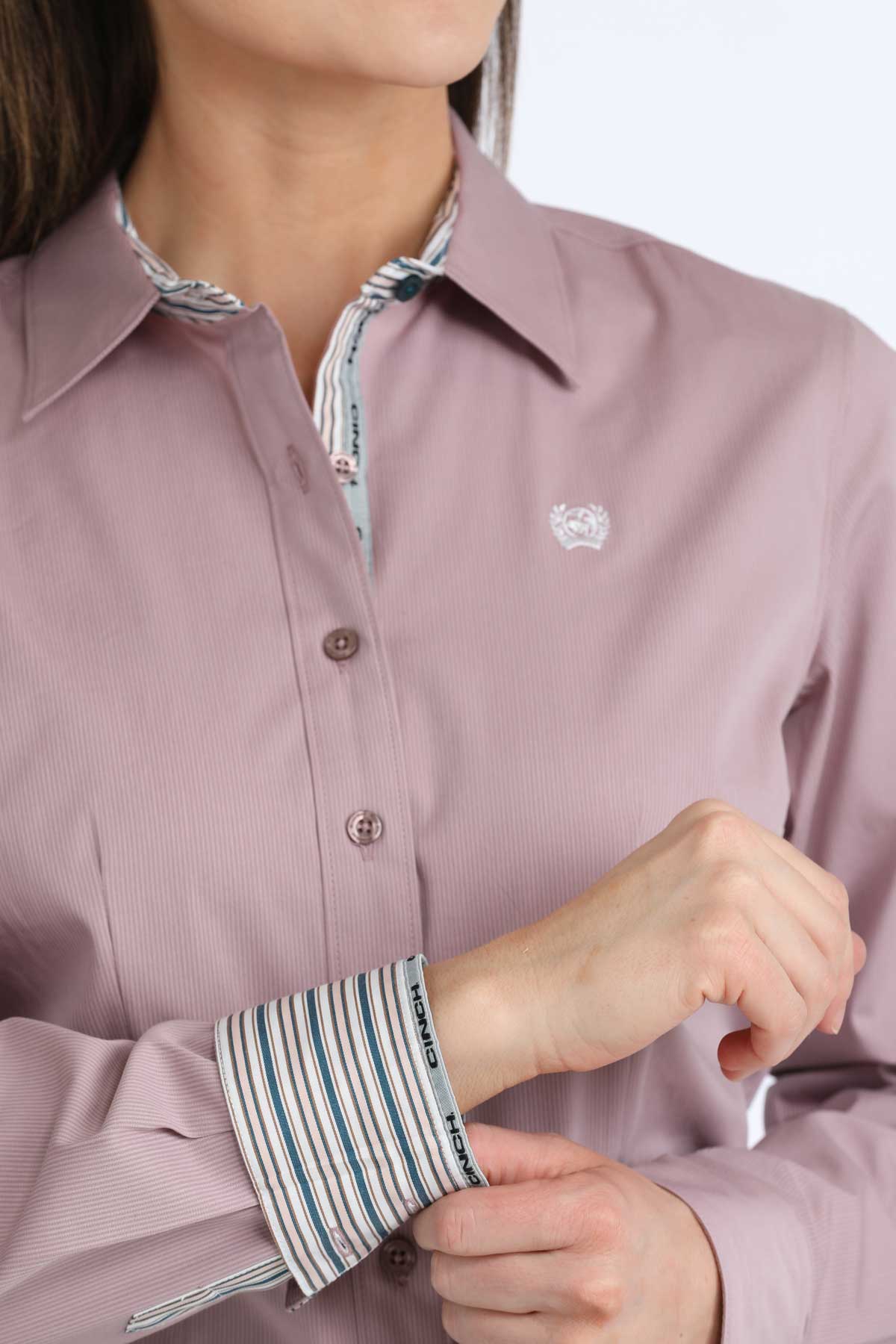 Cinch Women's Toadstool Lilac MicroStripe Western Shirt